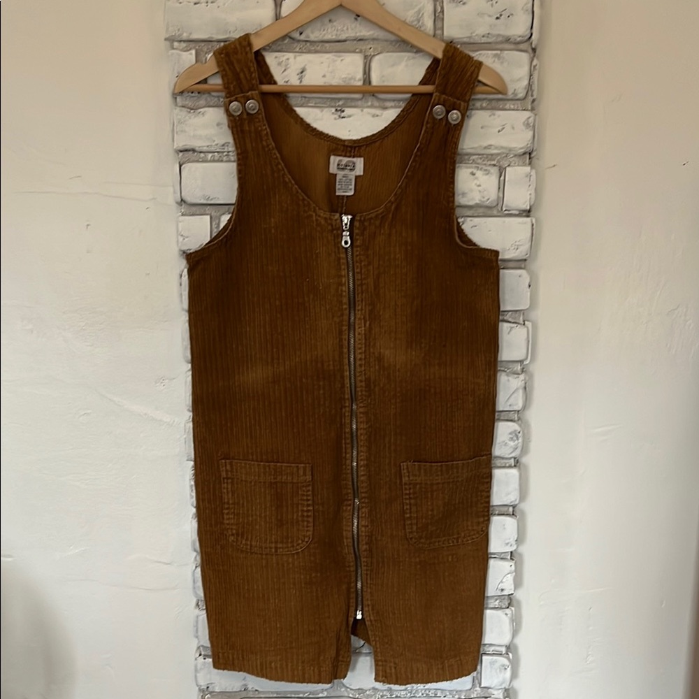 Vintage Brown Corduroy Zip-Up Dress